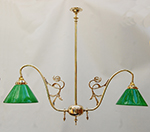 Cast Art Nouveau design two arm pendant lamp