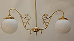 Cast Art Nouveau design two arm pendant lamp