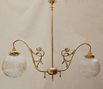 Cast Art Nouveau design two arm pendant lamp