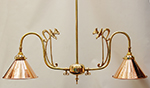 Large swan neck ornate design two arm pendant lamp