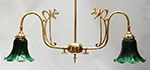 Large swan neck ornate design two arm pendant lamp