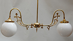 Swan neck Art Nouveau design two arm pendant lamp