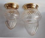 Flush Acorn cut- glass shade ceiling lamp
