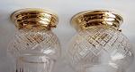 Flush Acorn cut- glass shade ceiling lamp