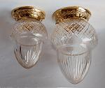 Flush Acorn cut- glass shade ceiling lamp