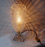 Diamond-cut glass vase lamp
