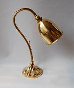 Ornate swan neck table lamp with spun brass shade