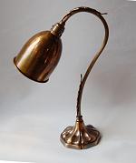 Ornate swan neck table lamp with spun brass shade