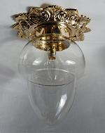 Flush Acorn cut- glass shade ceiling lamp