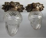 Flush Acorn cut-glass shade ceiling lamp