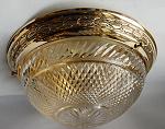 Plain solid cast brass fitting with cut-glass bowl 