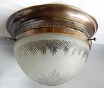 Plain solid cast brass fitting with cut-glass bowl 