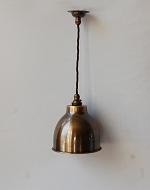 Large spun brass shade with cord-grip ceiling lamp