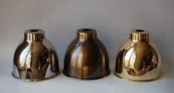 Large spun brass shade with cord-grip ceiling lamp